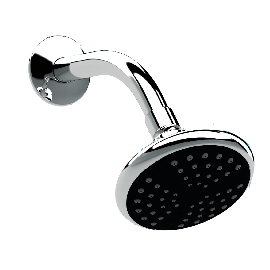 Regadera redonda con brazo y chapeton acabado cromo marca Proyecta Código REC-01