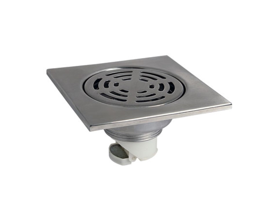 Resumidero cuadrado acero inoxidable pulido 4x4" marca Rugo código 46AI