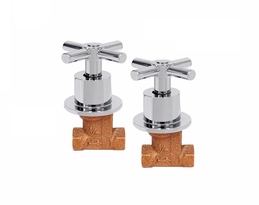 [38IM] Juego de llaves de empotrar roscables para regadera marca Rugo código 38IM