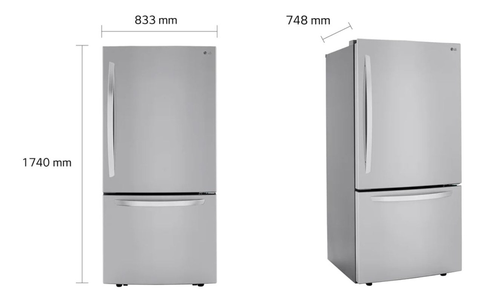 Dimensiones Refrigerador 26 pies LB26BGS marca LG