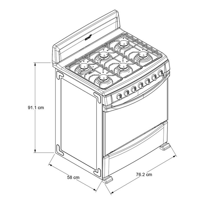 Estufa al piso 30 pulgadas 6 quemadores en color tittanio marca Acros AF5434D