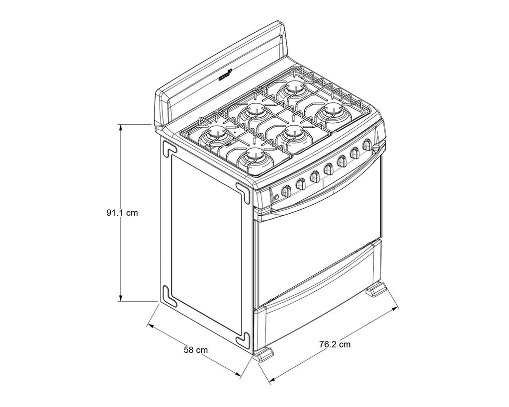 Estufa al piso color titanio 6 quemadores modelo AF5334D marca Acros