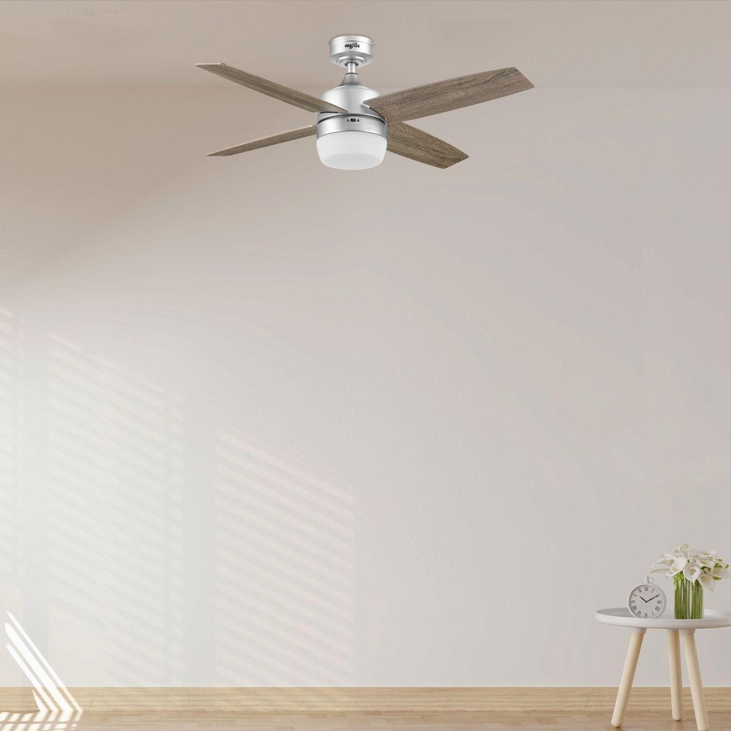 Ventilador Bela led 44" 1 luz (18w) c/ control remoto color niquel coolfan marca Estevez código 52202
