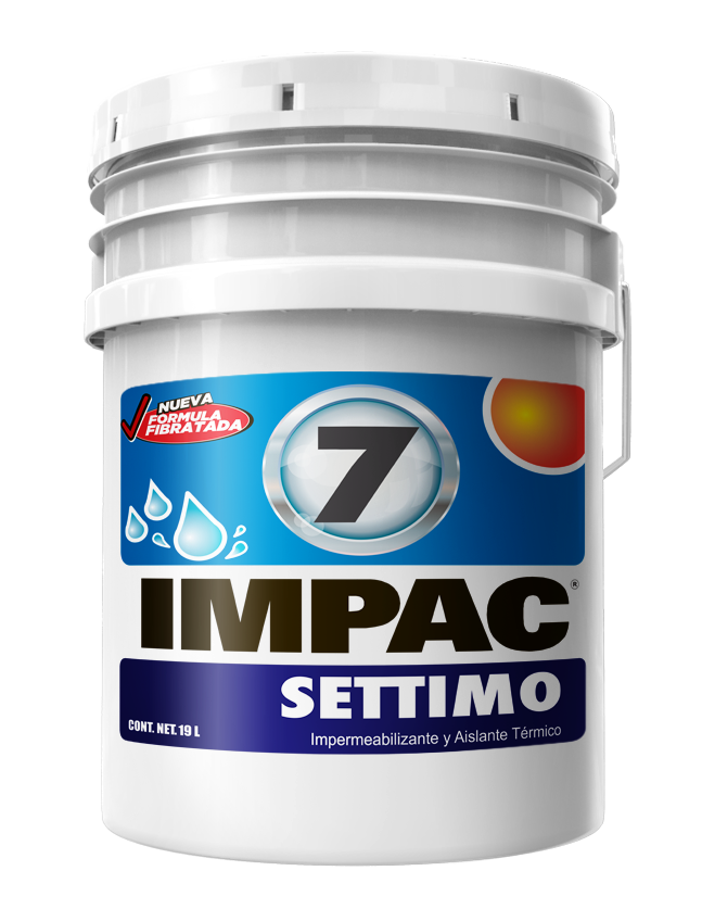 Impac settimo, impermeabilizante acrílico fibratado 7 años blanco cubeta 19 lts. marca impac código VCIIMSMBL1N