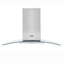 Campana de pared 90 cm de acero inoxidable vidrio curvo modelo IO9014CP3 marca IO Mabe