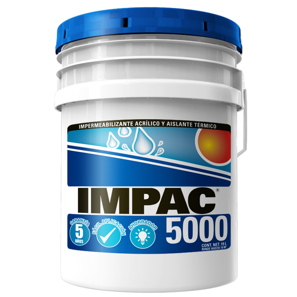 Impac 5000 impermeabilizante acrílico blanco (5 años.) cubeta 19 lts. marca impac código VCIIM05BL1