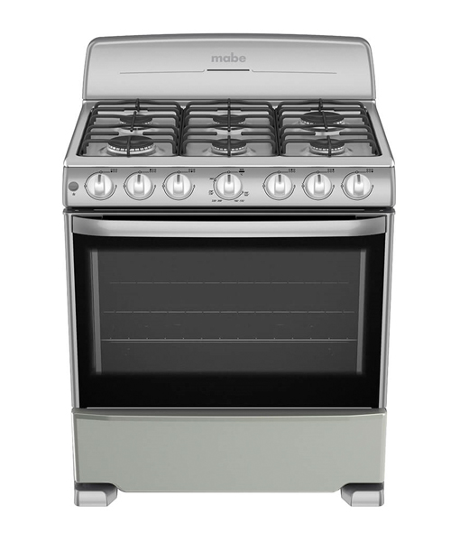 Estufa al piso color plata 6 quemadores modelo EM7646BSIS marca Mabe