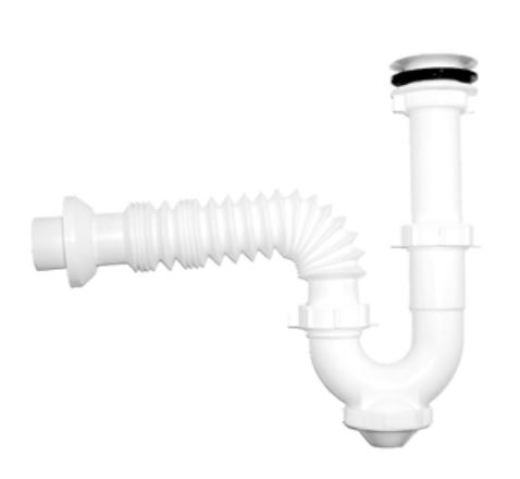 Cespol flexible de polipropileno con registro para fregadero marca Rugo código 10RF