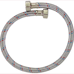 Manguera alimentador flexible para lavabo 1/2x1/2x40 acero inoxidable marca Dinasty código 700