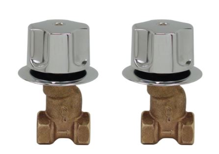 Juego llaves de empotrar compacta ind. p/regadera con maneral tauro cierre a 90° c/cerámico roscable marca Rugo código 34I