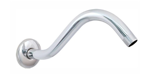 [45BC] Brazo para regadera acabado cromo de fierro con chapetón long 26cm marca Rugo código 45BC